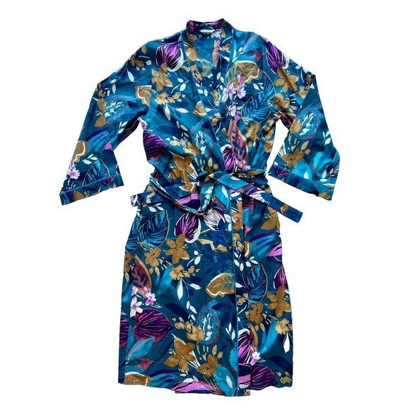 Cyberjammies Maple Leaf Print Long Dressing Gown ( US 12 ) - Picture 2 of 3